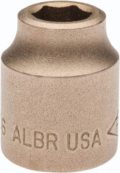 Ampco - 7/16", 1/2" Drive, Standard Hand Socket - 6 Points, 1-3/16" OAL, Aluminum Bronze - Exact Tool & Supply