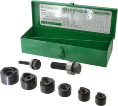 Greenlee - 15 Piece, 3/4 to 1-1/2" Punch Hole Diam, Manual Standard Punch Kit - Round Punch, 16 Gage Mild Steel - Exact Tool & Supply