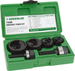 Greenlee - 11 Piece, 1/2 to 1-1/4" Punch Hole Diam, Manual Knockout Set - Round Punch, 10 Gage Mild Steel - Exact Tool & Supply