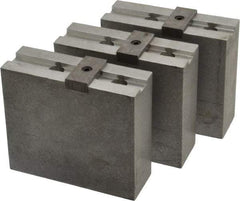 Abbott Workholding Products - 10" & Up Chuck Capacity, Tongue & Groove Attachment, Square Soft Lathe Chuck Jaw - 3 Jaws, Aluminum, 2-1/8" Btw Mount Hole Ctrs, 4-1/2" Long x 1-1/2" Wide x 4" High, 1/2" Groove, 1/2" Fastener - Exact Tool & Supply