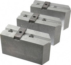 Abbott Workholding Products - 12" & Up Chuck Capacity, Tongue & Groove Attachment, Square Soft Lathe Chuck Jaw - 3 Jaws, Aluminum, 2-1/2" Btw Mount Hole Ctrs, 5-1/2" Long x 2" Wide x 3" High, 1/2" Groove, 1/2" Fastener - Exact Tool & Supply