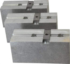 Abbott Workholding Products - 15 to 18" Chuck Capacity, Tongue & Groove Attachment, Square Soft Lathe Chuck Jaw - 3 Jaws, Aluminum, 3" Btw Mount Hole Ctrs, 6-1/2" Long x 2-1/2" Wide x 3" High, 1/2" Groove, 5/8" Fastener - Exact Tool & Supply