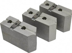 Abbott Workholding Products - 15 to 18" Chuck Capacity, Tongue & Groove Attachment, Square Soft Lathe Chuck Jaw - 3 Jaws, Aluminum, 3" Btw Mount Hole Ctrs, 6-1/2" Long x 2-1/2" Wide x 4" High, 1/2" Groove, 3/4" Fastener - Exact Tool & Supply