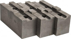 Abbott Workholding Products - 10" & Up Chuck Capacity, Tongue & Groove Attachment, Square Soft Lathe Chuck Jaw - 3 Jaws, Steel, 2-1/8" Btw Mount Hole Ctrs, 4-1/2" Long x 1-1/2" Wide x 2" High, 1/2" Groove, 1/2" Fastener - Exact Tool & Supply