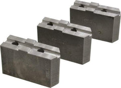 Abbott Workholding Products - 10" & Up Chuck Capacity, Tongue & Groove Attachment, Square Soft Lathe Chuck Jaw - 3 Jaws, Steel, 2-1/8" Btw Mount Hole Ctrs, 4-1/2" Long x 1-1/2" Wide x 3" High, 1/2" Groove, 1/2" Fastener - Exact Tool & Supply