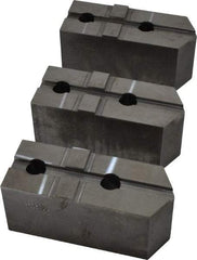 Abbott Workholding Products - 15 to 18" Chuck Capacity, Tongue & Groove Attachment, Square Soft Lathe Chuck Jaw - 3 Jaws, Steel, 3" Btw Mount Hole Ctrs, 6-1/2" Long x 2-1/2" Wide x 3" High, 1/2" Groove, 3/4" Fastener - Exact Tool & Supply
