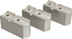 Abbott Workholding Products - 7-1/2" Chuck Capacity, Serrated Attachment, Square Soft Lathe Chuck Jaw - 3 Jaws, Aluminum, 1-11/16" Btw Mount Hole Ctrs, 4" Long x 1-1/2" Wide x 2" High, 0.866" Groove, 5/16" Fastener - Exact Tool & Supply