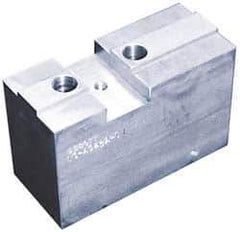 Abbott Workholding Products - 12" & Up Chuck Capacity, Tongue & Groove Attachment, Square Soft Lathe Chuck Jaw - 3 Jaws, Steel, 2" Btw Mount Hole Ctrs, 5-1/2" Long x 2" Wide x 3" High, 5/8" & 5/8" Fastener - Exact Tool & Supply