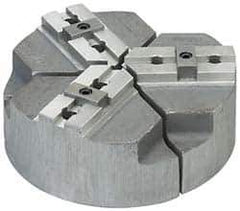 Abbott Workholding Products - 10" & Up Chuck Capacity, Tongue & Groove Attachment, Round Soft Lathe Chuck Jaw - 3 Jaws, Cast Aluminum, 2-1/8" Btw Mount Hole Ctrs, 18" Wide x 3" High, 1/2" Groove, 1/2" Fastener - Exact Tool & Supply