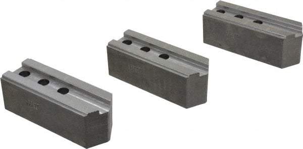 Abbott Workholding Products - 12" & Up Chuck Capacity, 1/16" x 90 Serrated Attachment, Square Soft Lathe Chuck Jaw - 3 Jaws, Steel, 1-3/16" Btw Mount Hole Ctrs, 5-1/2" Long x 2" Wide x 2" High, 0.787" Groove, 1/2" Fastener - Exact Tool & Supply