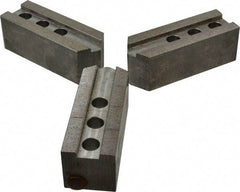 Abbott Workholding Products - 12" & Up Chuck Capacity, 1/16" x 90 Serrated Attachment, Square Soft Lathe Chuck Jaw - 3 Jaws, Steel, 1.181" Btw Mount Hole Ctrs, 5-1/2" Long x 2" Wide x 2" High, 0.827" Groove, 0.6299" & 16mm Fastener - Exact Tool & Supply
