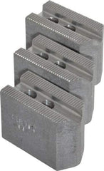 Abbott Workholding Products - 4" & Up Chuck Capacity, 1.5mm x 60° Serrated Attachment, Square Soft Lathe Chuck Jaw - 3 Jaws, Aluminum, 0.5512" Btw Mount Hole Ctrs, 2" Long x 1" Wide x 1-1/2" High, 0.3937" Groove, 0.315" & 8mm Fastener - Exact Tool & Supply