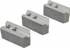 Abbott Workholding Products - 6" & Up Chuck Capacity, 1.5mm x 60° Serrated Attachment, Square Soft Lathe Chuck Jaw - 3 Jaws, Aluminum, 0.7874" Btw Mount Hole Ctrs, 3" Long x 1-1/4" Wide x 1-1/2" High, 0.4724" Groove, 0.3937" & 10mm Fastener - Exact Tool & Supply