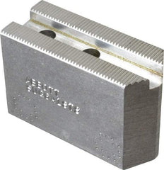 Abbott Workholding Products - 6" & Up Chuck Capacity, 1.5mm x 60° Serrated Attachment, Square Soft Lathe Chuck Jaw - 3 Jaws, Aluminum, 63/64" Btw Mount Hole Ctrs, 3" Long x 1-1/4" Wide x 2" High, 0.4331" Groove, 0.315" & 8mm Fastener - Exact Tool & Supply