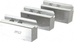Abbott Workholding Products - 8" & Up Chuck Capacity, 1.5mm x 60° Serrated Attachment, Square Soft Lathe Chuck Jaw - 3 Jaws, Aluminum, 63/64" Btw Mount Hole Ctrs, 4" Long x 1-1/2" Wide x 2" High, 0.5512" Groove, 0.4724" & 12mm Fastener - Exact Tool & Supply