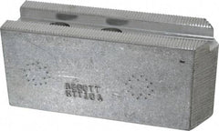 Abbott Workholding Products - 10" & Up Chuck Capacity, 1.5mm x 60° Serrated Attachment, Square Soft Lathe Chuck Jaw - 3 Jaws, Aluminum, 1.1811" Btw Mount Hole Ctrs, 4-1/2" Long x 1-1/2" Wide x 2" High, 0.6299" Groove, 0.4724" & 12mm Fastener - Exact Tool & Supply
