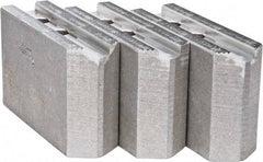 Abbott Workholding Products - 10" & Up Chuck Capacity, 1.5mm x 60° Serrated Attachment, Square Soft Lathe Chuck Jaw - 3 Jaws, Aluminum, 1.1811" Btw Mount Hole Ctrs, 4-1/2" Long x 1-1/2" Wide x 3" High, 0.6299" Groove, 0.4724" & 12mm Fastener - Exact Tool & Supply