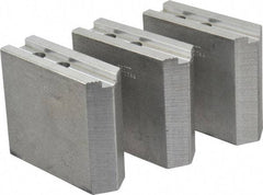 Abbott Workholding Products - 10" & Up Chuck Capacity, 1.5mm x 60° Serrated Attachment, Square Soft Lathe Chuck Jaw - 3 Jaws, Aluminum, 1.1811" Btw Mount Hole Ctrs, 4-1/2" Long x 1-1/2" Wide x 4" High, 0.6299" Groove, 0.4724" & 12mm Fastener - Exact Tool & Supply