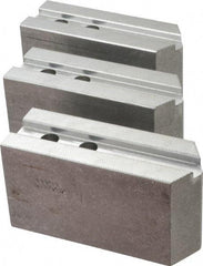 Abbott Workholding Products - 10" & Up Chuck Capacity, 1.5mm x 60° Serrated Attachment, Square Soft Lathe Chuck Jaw - 3 Jaws, Aluminum, 1.1811" Btw Mount Hole Ctrs, 5-1/2" Long x 2" Wide x 3" High, 0.6299" Groove, 0.4724" & 12mm Fastener - Exact Tool & Supply