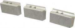 Abbott Workholding Products - 12" & Up Chuck Capacity, 1.5mm x 60° Serrated Attachment, Square Soft Lathe Chuck Jaw - 3 Jaws, Aluminum, 1.1811" Btw Mount Hole Ctrs, 5-1/2" Long x 2" Wide x 3" High, 0.7087" Groove, 0.5512" & 14mm Fastener - Exact Tool & Supply