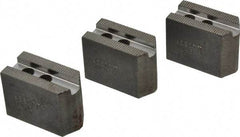 Abbott Workholding Products - 4" & Up Chuck Capacity, 1.5mm x 60° Serrated Attachment, Square Soft Lathe Chuck Jaw - 3 Jaws, Steel, 0.5512" Btw Mount Hole Ctrs, 2" Long x 1" Wide x 1-1/2" High, 0.3937" Groove, 0.315" & 8mm Fastener - Exact Tool & Supply