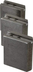 Abbott Workholding Products - 5" & Up Chuck Capacity, 1.5mm x 60° Serrated Attachment, Square Soft Lathe Chuck Jaw - 3 Jaws, Steel, 0.7087" Btw Mount Hole Ctrs, 2-1/2" Long x 1" Wide x 3" High, 0.3937" Groove, 0.315" & 8mm Fastener - Exact Tool & Supply