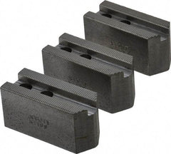 Abbott Workholding Products - 6" & Up Chuck Capacity, 1.5mm x 60° Serrated Attachment, Square Soft Lathe Chuck Jaw - 3 Jaws, Steel, 0.7874" Btw Mount Hole Ctrs, 3" Long x 1-1/4" Wide x 1-1/2" High, 0.4724" Groove, 0.3937" & 10mm Fastener - Exact Tool & Supply