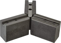 Abbott Workholding Products - 6" & Up Chuck Capacity, 1.5mm x 60° Serrated Attachment, Square Soft Lathe Chuck Jaw - 3 Jaws, Steel, 63/64" Btw Mount Hole Ctrs, 3" Long x 1-1/4" Wide x 2" High, 0.4331" Groove, 0.315" & 8mm Fastener - Exact Tool & Supply