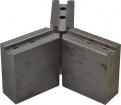 Abbott Workholding Products - 6" & Up Chuck Capacity, 1.5mm x 60° Serrated Attachment, Square Soft Lathe Chuck Jaw - 3 Jaws, Steel, 63/64" Btw Mount Hole Ctrs, 3" Long x 1-1/4" Wide x 3" High, 0.4331" Groove, 0.315" & 8mm Fastener - Exact Tool & Supply