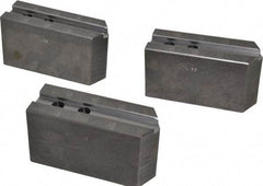 Abbott Workholding Products - 10" & Up Chuck Capacity, 1.5mm x 60° Serrated Attachment, Square Soft Lathe Chuck Jaw - 3 Jaws, Steel, 1.1811" Btw Mount Hole Ctrs, 5-1/2" Long x 2" Wide x 3" High, 0.6299" Groove, 0.4724" & 12mm Fastener - Exact Tool & Supply
