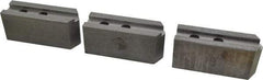 Abbott Workholding Products - 10" & Up Chuck Capacity, 1.5mm x 60° Serrated Attachment, Square Soft Lathe Chuck Jaw - 3 Jaws, Steel, 1.2598" Btw Mount Hole Ctrs, 4-1/2" Long x 1-1/2" Wide x 2" High, 0.6299" Groove, 0.4724" & 12mm Fastener - Exact Tool & Supply