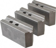 Abbott Workholding Products - 12" & Up Chuck Capacity, 1.5mm x 60° Serrated Attachment, Square Soft Lathe Chuck Jaw - 3 Jaws, Steel, 1.1811" Btw Mount Hole Ctrs, 5-1/2" Long x 2" Wide x 3" High, 0.7087" Groove, 0.5512" & 14mm Fastener - Exact Tool & Supply
