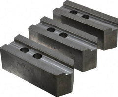 Abbott Workholding Products - 12" & Up Chuck Capacity, 1.5mm x 60° Serrated Attachment, Square Soft Lathe Chuck Jaw - 3 Jaws, Steel, 1.1811" Btw Mount Hole Ctrs, 5-1/2" Long x 2" Wide x 2" High, 0.8268" Groove, 0.6299" & 16mm Fastener - Exact Tool & Supply