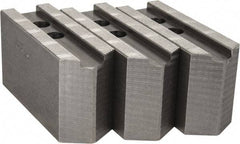 Abbott Workholding Products - 12" & Up Chuck Capacity, 1.5mm x 60° Serrated Attachment, Square Soft Lathe Chuck Jaw - 3 Jaws, Steel, 1.1811" Btw Mount Hole Ctrs, 5-1/2" Long x 2" Wide x 3" High, 0.8268" Groove, 0.6299" & 16mm Fastener - Exact Tool & Supply
