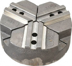 Abbott Workholding Products - 6" & Up Chuck Capacity, 1.5mm x 60° Serrated Attachment, Round Soft Lathe Chuck Jaw - 3 Jaws, Cast Iron, 0.7874" Btw Mount Hole Ctrs, 6" Wide x 2" High, 0.4724" Groove, 0.3937" & 10mm Fastener - Exact Tool & Supply
