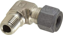 Parker - 3/8" OD, Stainless Steel Male Elbow - 5/8" Hex, Comp x MNPT Ends - Exact Tool & Supply