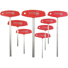 Wiha - 8 Piece, T-Handle Cushion Grip Hex Key Set - 2 to 10mm Range, - Exact Tool & Supply