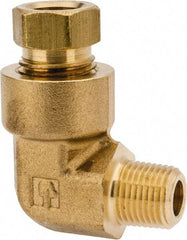 Parker - 5/16" OD, Brass Male Elbow - 1,800 Max Working psi, 9/16" Hex, Comp x MNPT Ends - Exact Tool & Supply