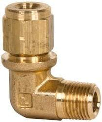 Parker - 1/2" OD, Brass Male Elbow - 250 Max Working psi, Comp x MNPT Ends - Exact Tool & Supply
