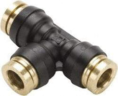 Parker - 3/8" Tube OD, Composite Push-to-Connect Tube Union Tee - Tube to Tube Connection, 250 Max psi, Buna-N O-Ring, -40 to 200°F Working Temp - Exact Tool & Supply
