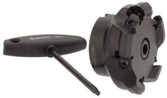 Seco - 3.15" Cut Diam, 1" Arbor Hole, 0.197" Max Depth of Cut, 43° Indexable Chamfer & Angle Face Mill - 5 Inserts, OF.. 070405 Insert, Right Hand Cut, 5 Flutes, Series R220.43 - Exact Tool & Supply