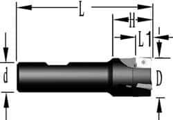 Cutting Tool Technologies - 1-1/2" Cut Diam, 0.38" Max Depth of Cut, 1" Shank Diam, 4" OAL, Indexable Square Shoulder End Mill - APKT 1003... Inserts, Weldon Shank, 90° Lead Angle, Through Coolant - Exact Tool & Supply
