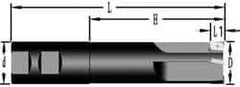 Cutting Tool Technologies - 1-1/2" Cut Diam, 0.38" Max Depth of Cut, 1-1/2" Shank Diam, 7-3/4" OAL, Indexable Square Shoulder End Mill - APKT 1003... Inserts, Weldon Shank, 90° Lead Angle - Exact Tool & Supply
