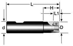 Cutting Tool Technologies - 3/4" Cut Diam, 0.38" Max Depth of Cut, 3/4" Shank Diam, 3.38" OAL, Indexable Square Shoulder End Mill - APKT 1003... Inserts, Weldon Shank, 90° Lead Angle - Exact Tool & Supply