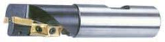 Cutting Tool Technologies - 3/4" Cut Diam, 1.15" Max Depth of Cut, 3/4" Shank Diam, 3-1/2" OAL, Indexable Square Shoulder Helical End Mill - APKT 1003... Inserts, Weldon Shank, 90° Lead Angle - Exact Tool & Supply