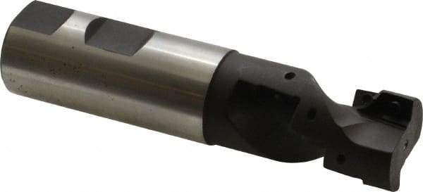 Cutting Tool Technologies - 1" Cut Diam, 1-1/2" Max Depth of Cut, 1" Shank Diam, 4-1/4" OAL, Indexable Square Shoulder Helical End Mill - APKT 1003... Inserts, Weldon Shank, 90° Lead Angle - Exact Tool & Supply