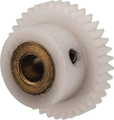 Made in USA - 48 Pitch, 0.792" Pitch Diam, 0.833" OD, 38 Tooth Spur Gear - 1/8" Face Width, 3/16" Bore Diam, 35/64" Hub Diam, 20° Pressure Angle, Acetal - Exact Tool & Supply