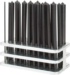 Value Collection - 28 Piece, 3/32 to 17/32", Transfer Punch Set - Round Shank, Comes in Stand - Exact Tool & Supply