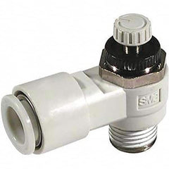 SMC PNEUMATICS - Speed & Flow Control Valves Valve Type: Flow Control Elbow Male Thread Size: R(PT) 1/8 - Exact Tool & Supply