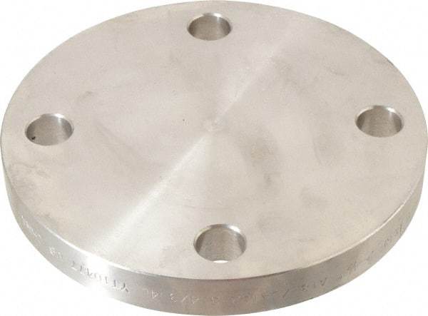 Merit Brass - 2-1/2" Pipe, 7" OD, Stainless Steel, Blind Pipe Flange - 5-1/2" Across Bolt Hole Centers, 3/4" Bolt Hole, 150 psi, Grades 304 & 304L - Exact Tool & Supply